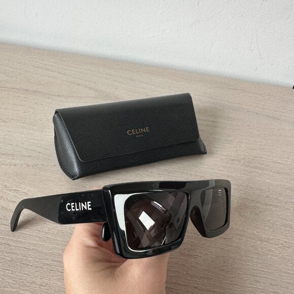 NWOT Celine CL40214U Square Sunglasses Monochrome Black - Picture 3 of 12